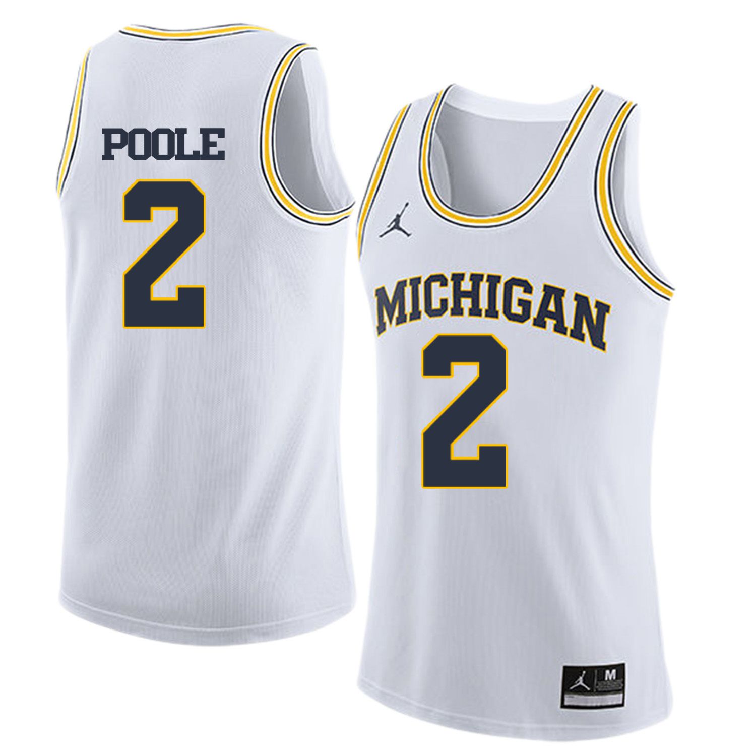 Men Jordan University of Michigan Basketball White #2 Poole Customized NCAA Jerseys